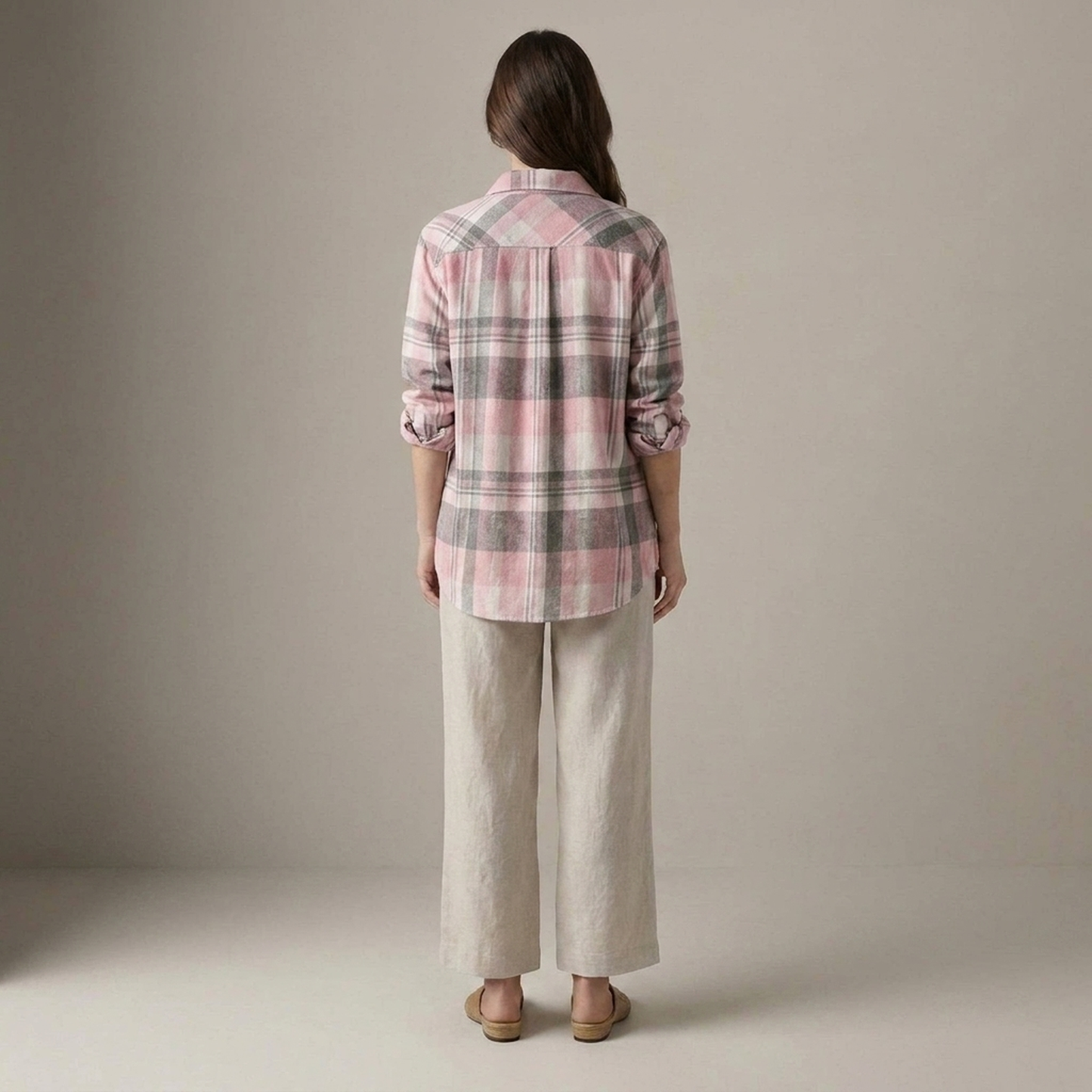 PLUXSTYLE::numise::mia-oversized-plaid-cardigan-top::back