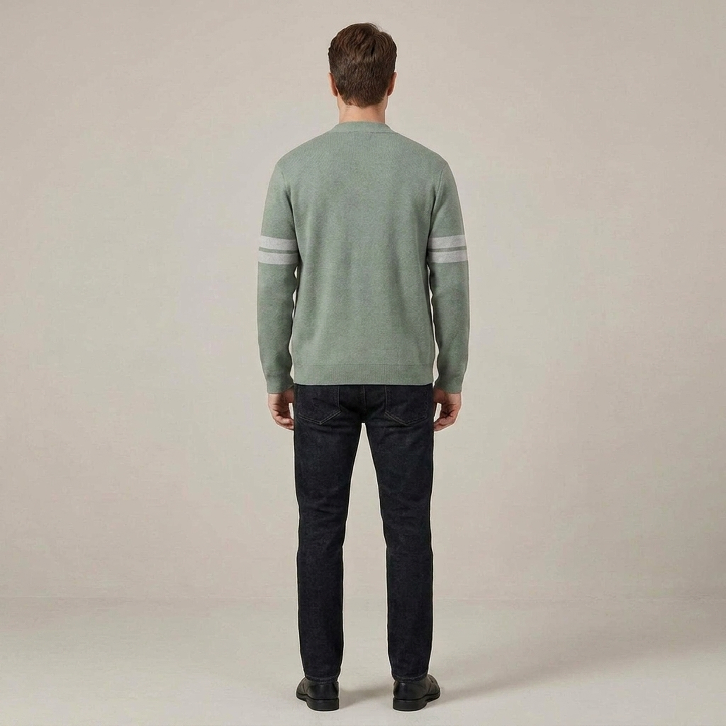 PLUXSTYLE::numise::mens-stripe-sleeve-cardigan::back