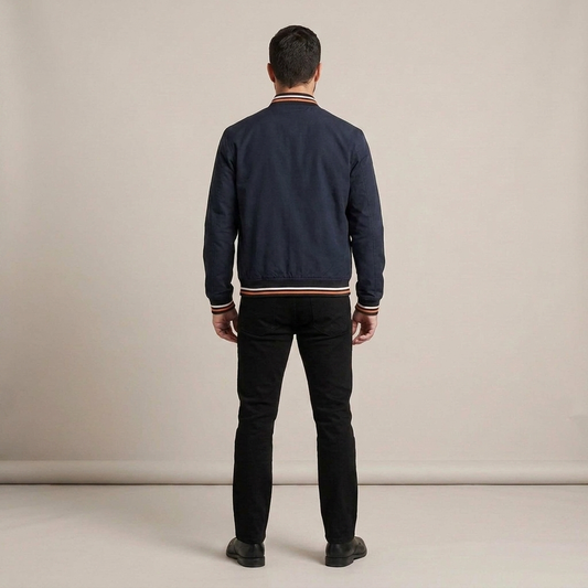 PLUXSTYLE::numise::lightweight-structured-bomber-jacket::back