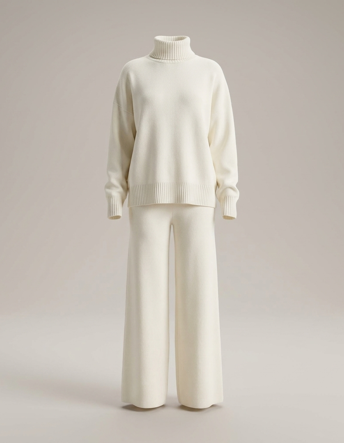 PLUXSTYLE::numise::relaxed-turtleneck-wide-leg-pants-set::pack-white