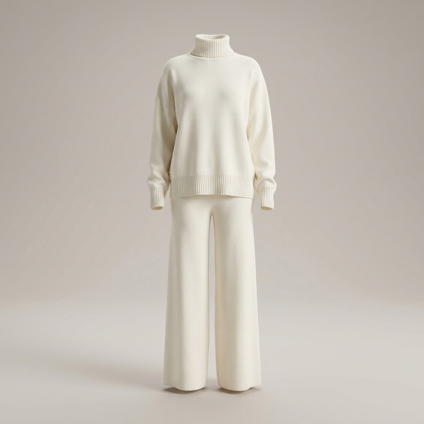 PLUXSTYLE::numise::relaxed-turtleneck-wide-leg-pants-set::pack-white