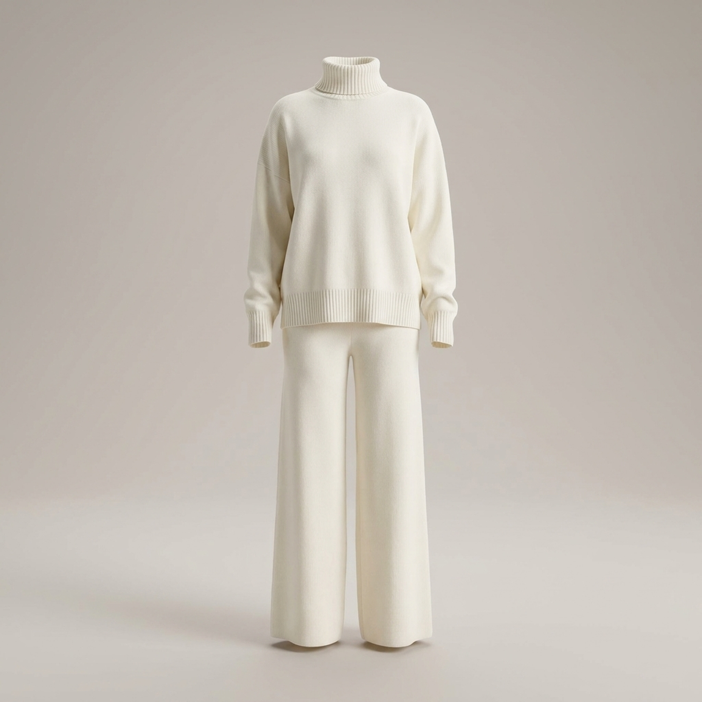 PLUXSTYLE::numise::relaxed-turtleneck-wide-leg-pants-set::pack-white