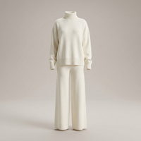 PLUXSTYLE::numise::relaxed-turtleneck-wide-leg-pants-set::pack-white