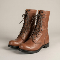PLUXSTYLE::numise::womens-vintage-lace-up-combat-boots::closeup-detail