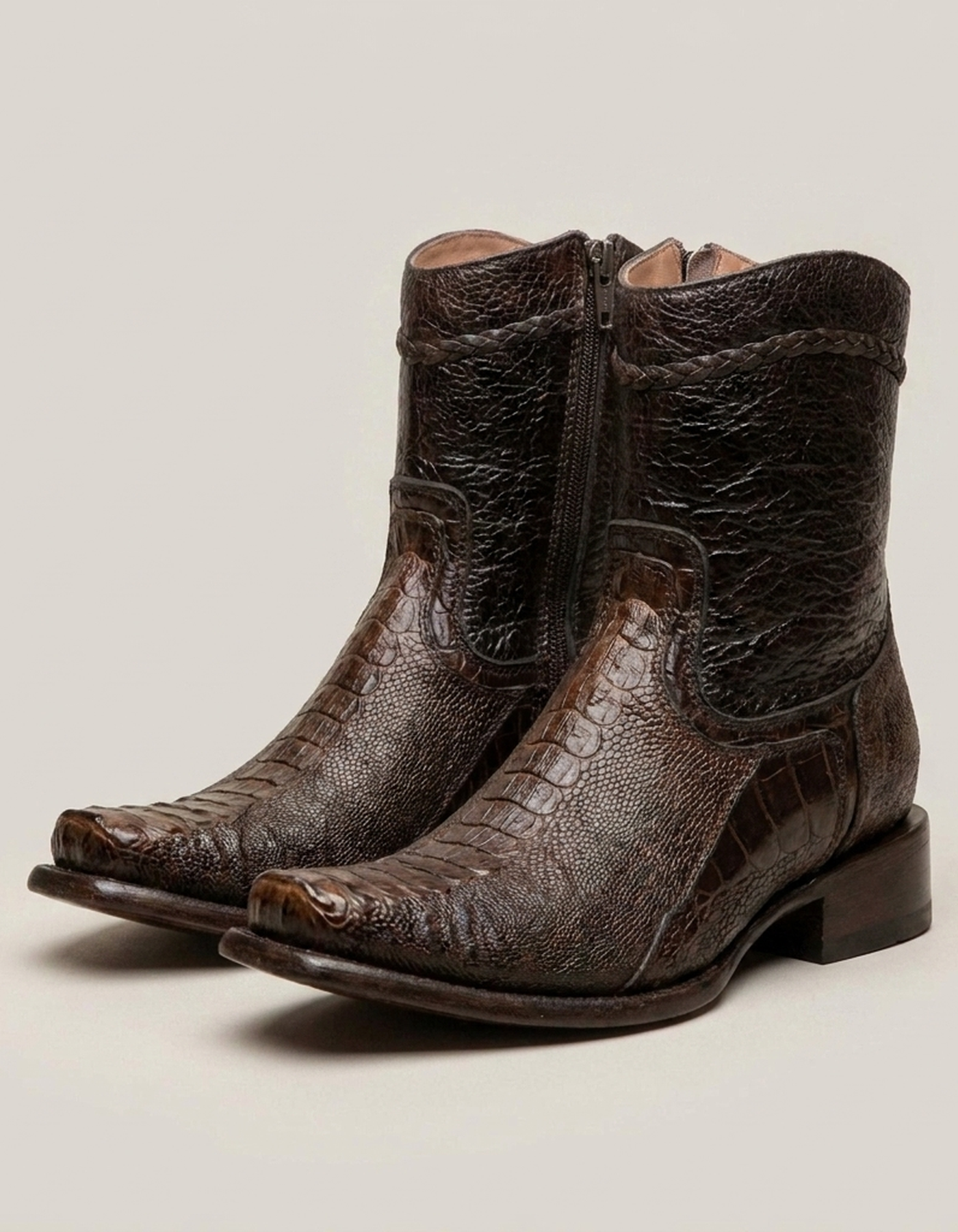 PLUXSTYLE::numise::mens-textured-side-zip-boots::closeup-detail