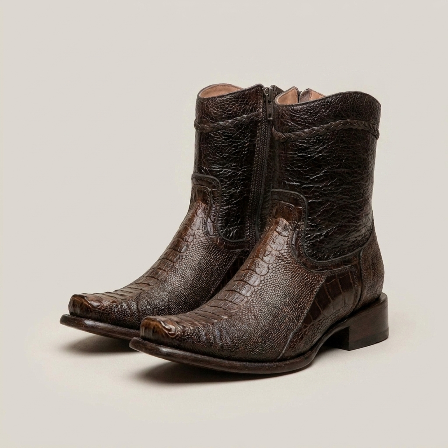 PLUXSTYLE::numise::mens-textured-side-zip-boots::closeup-detail