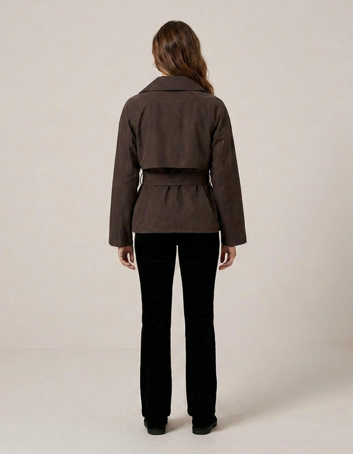 PLUXSTYLE::numise::cropped-tie-waist-parka::back