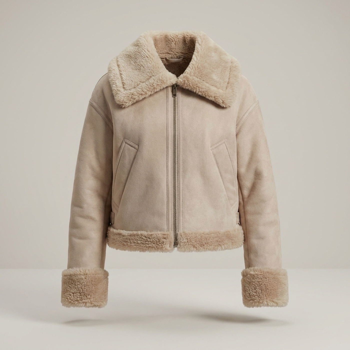 PLUXSTYLE::numise::cropped-aviator-parka::pack-beige