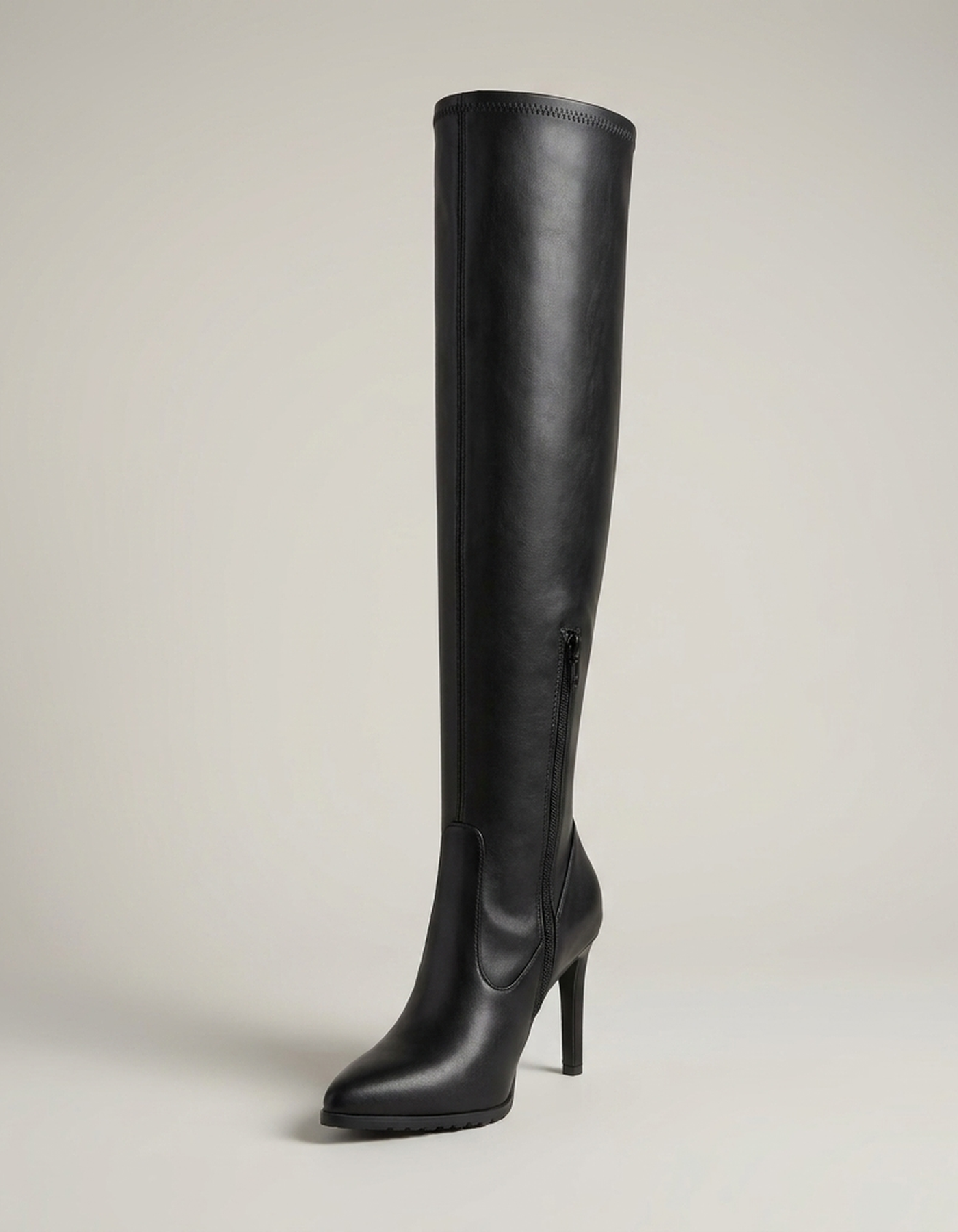PLUXSTYLE::numise::womens-slim-heel-knee-high-boots::closeup-hero