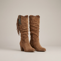 PLUXSTYLE::numise::womens-fringe-cowboy-boots::pack-brown