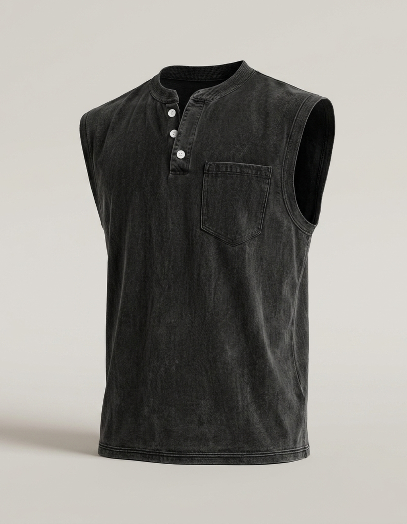 PLUXSTYLE::numise::mens-relaxed-henley-tank-top::pack-black