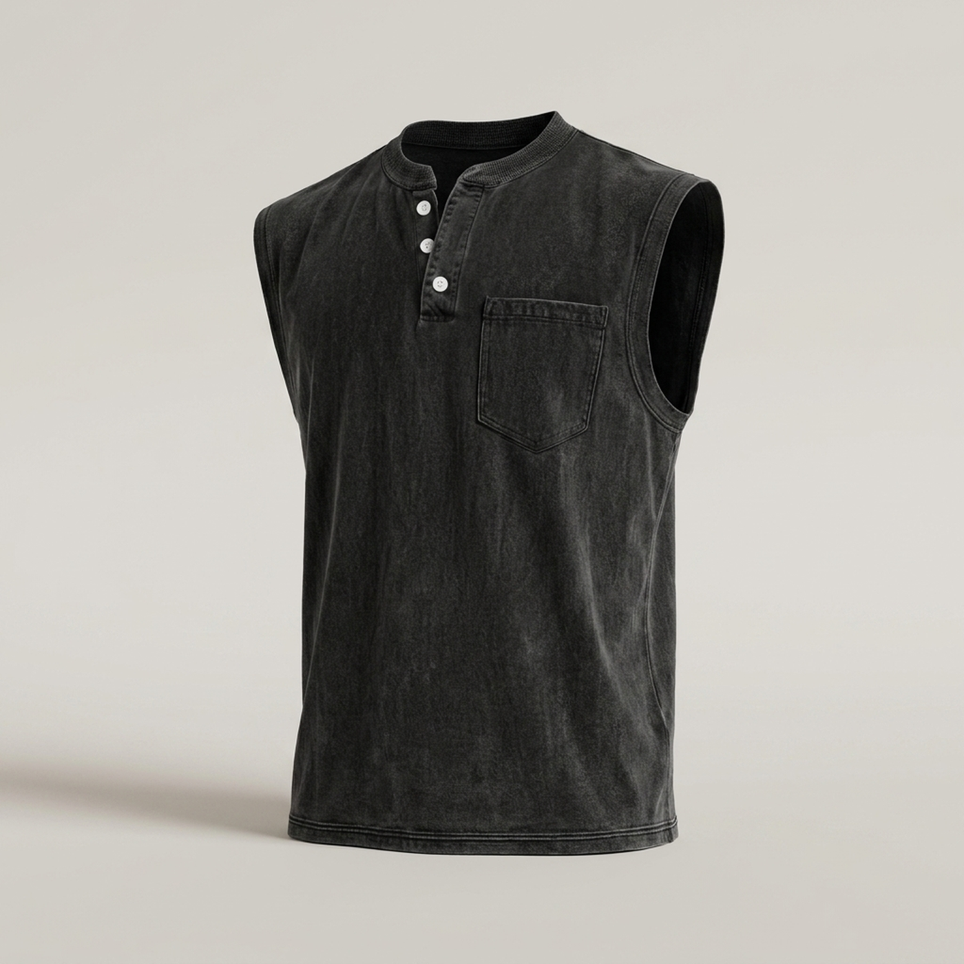 PLUXSTYLE::numise::mens-relaxed-henley-tank-top::pack-black