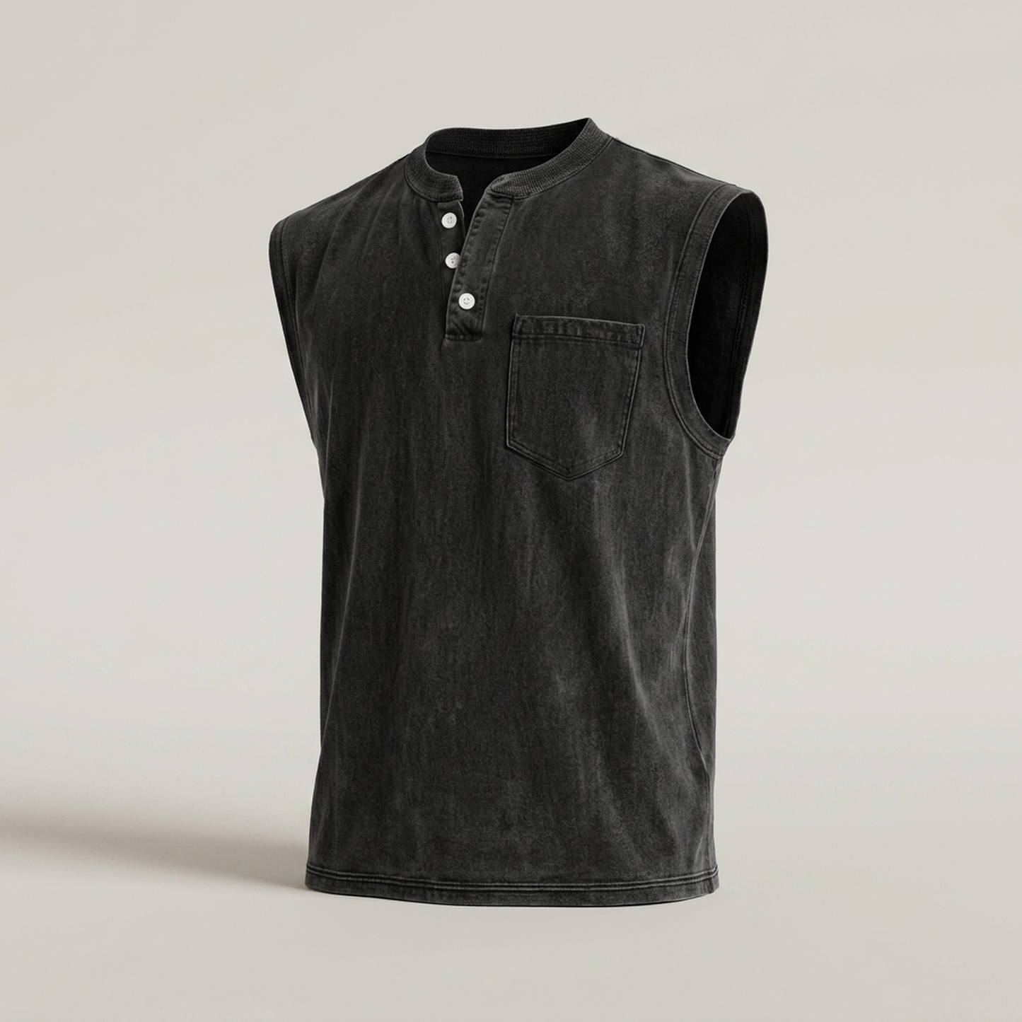 PLUXSTYLE::numise::mens-relaxed-henley-tank-top::pack-black