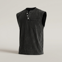 PLUXSTYLE::numise::mens-relaxed-henley-tank-top::pack-black