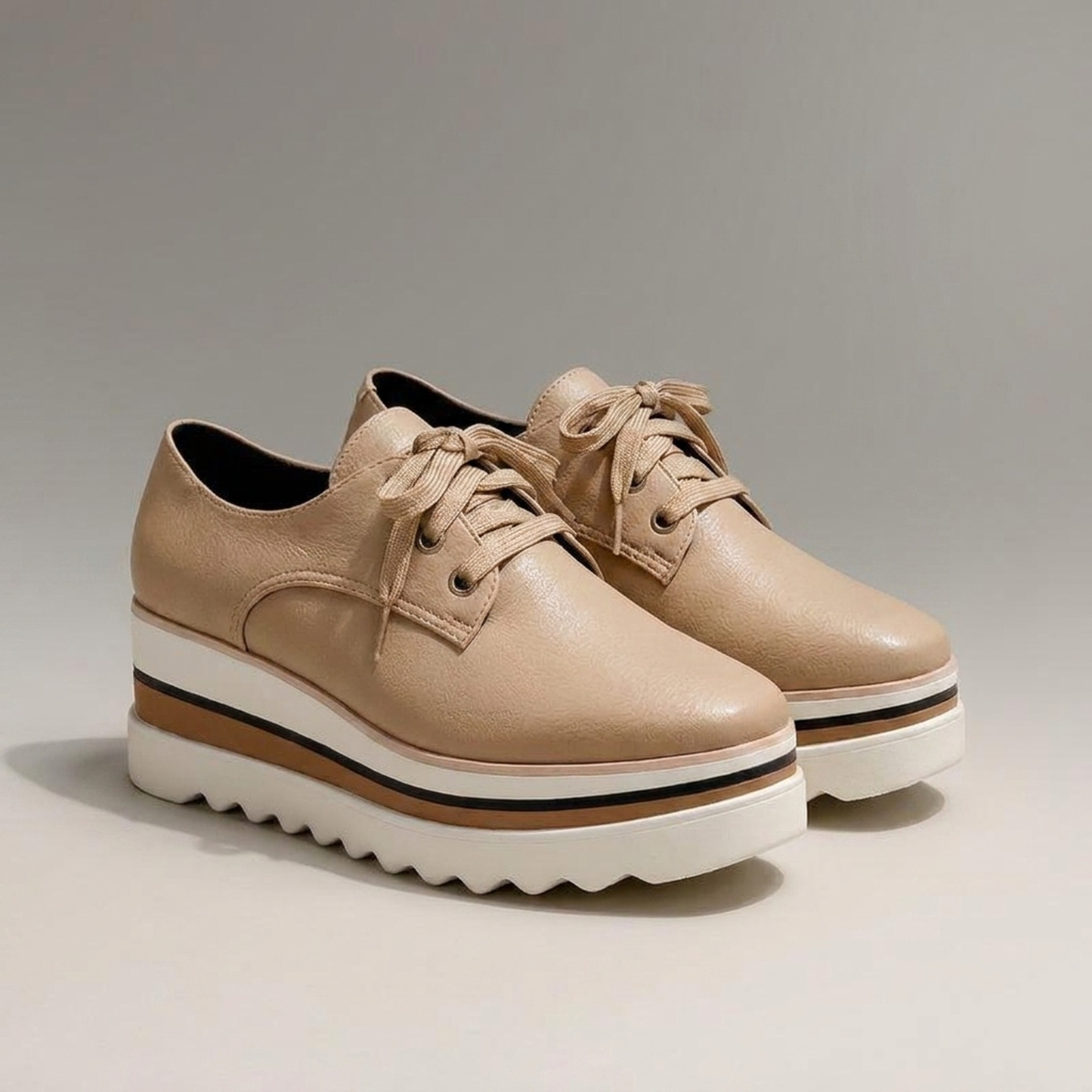 PLUXSTYLE::numise::grace-lace-up-platform-sneakers::closeup-detail