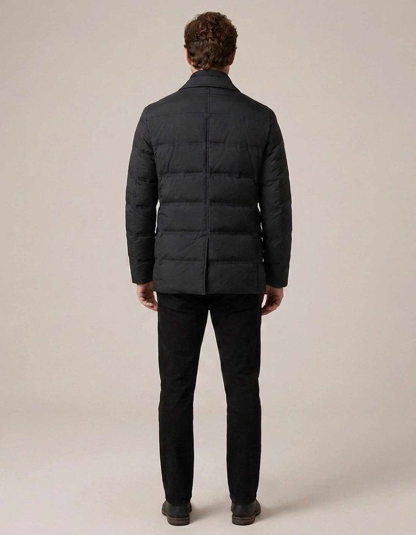 PLUXSTYLE::numise::mens-notch-lapel-puffer-parka::back