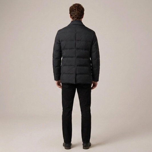 PLUXSTYLE::numise::mens-notch-lapel-puffer-parka::back