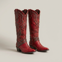PLUXSTYLE::numise::amelia-studded-western-boots::pack-red