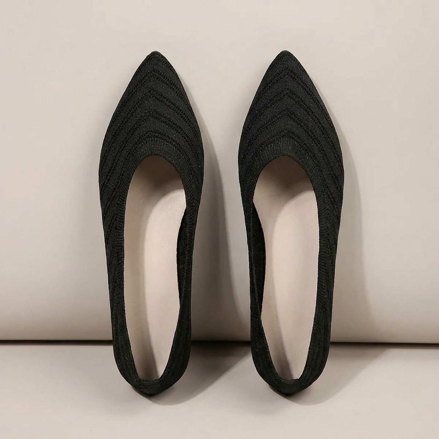 PLUXSTYLE::numise::womens-pointed-toe-ballet-footwear::pack-black