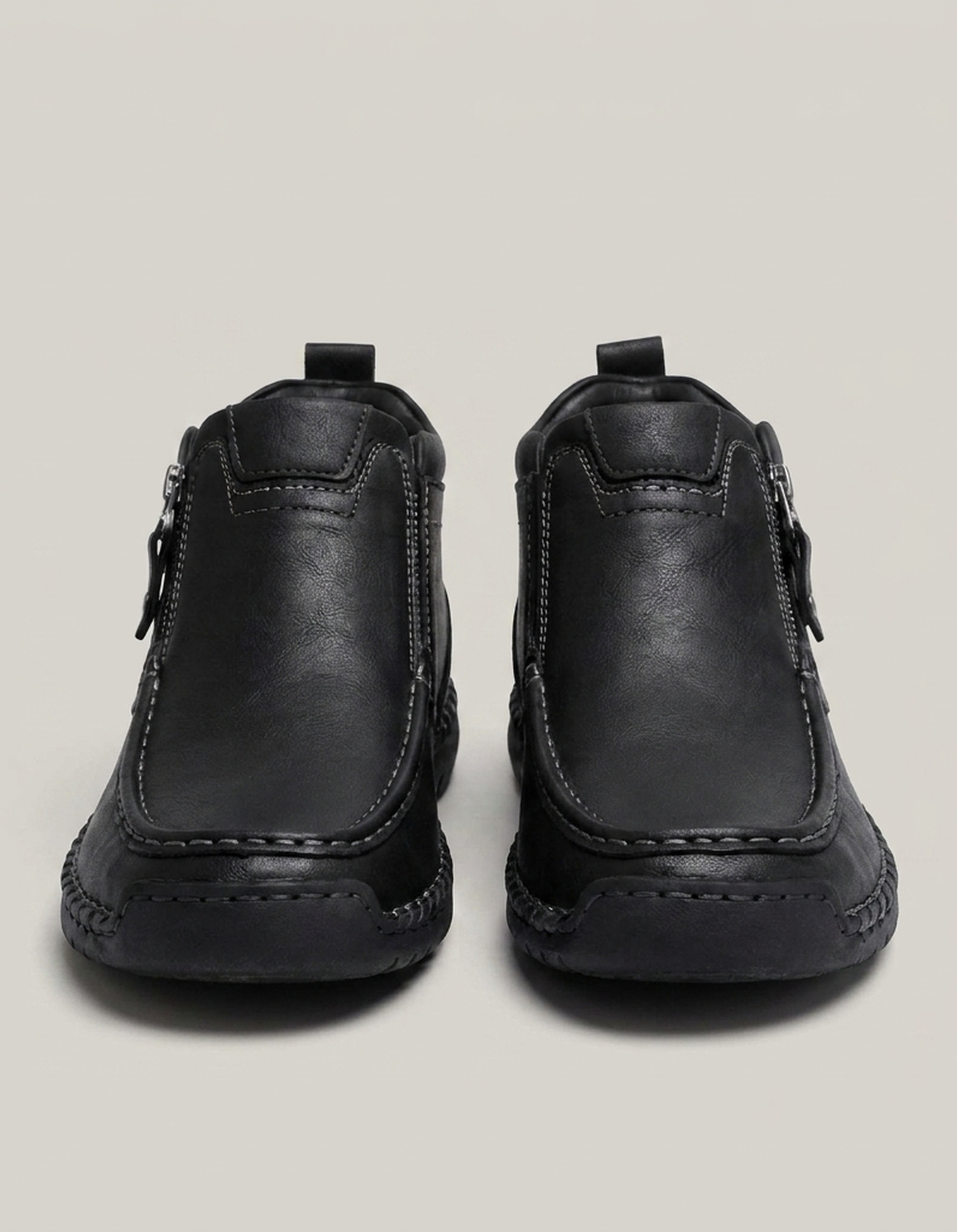 PLUXSTYLE::numise::mens-contrast-stitch-ankle-boots::pack-black