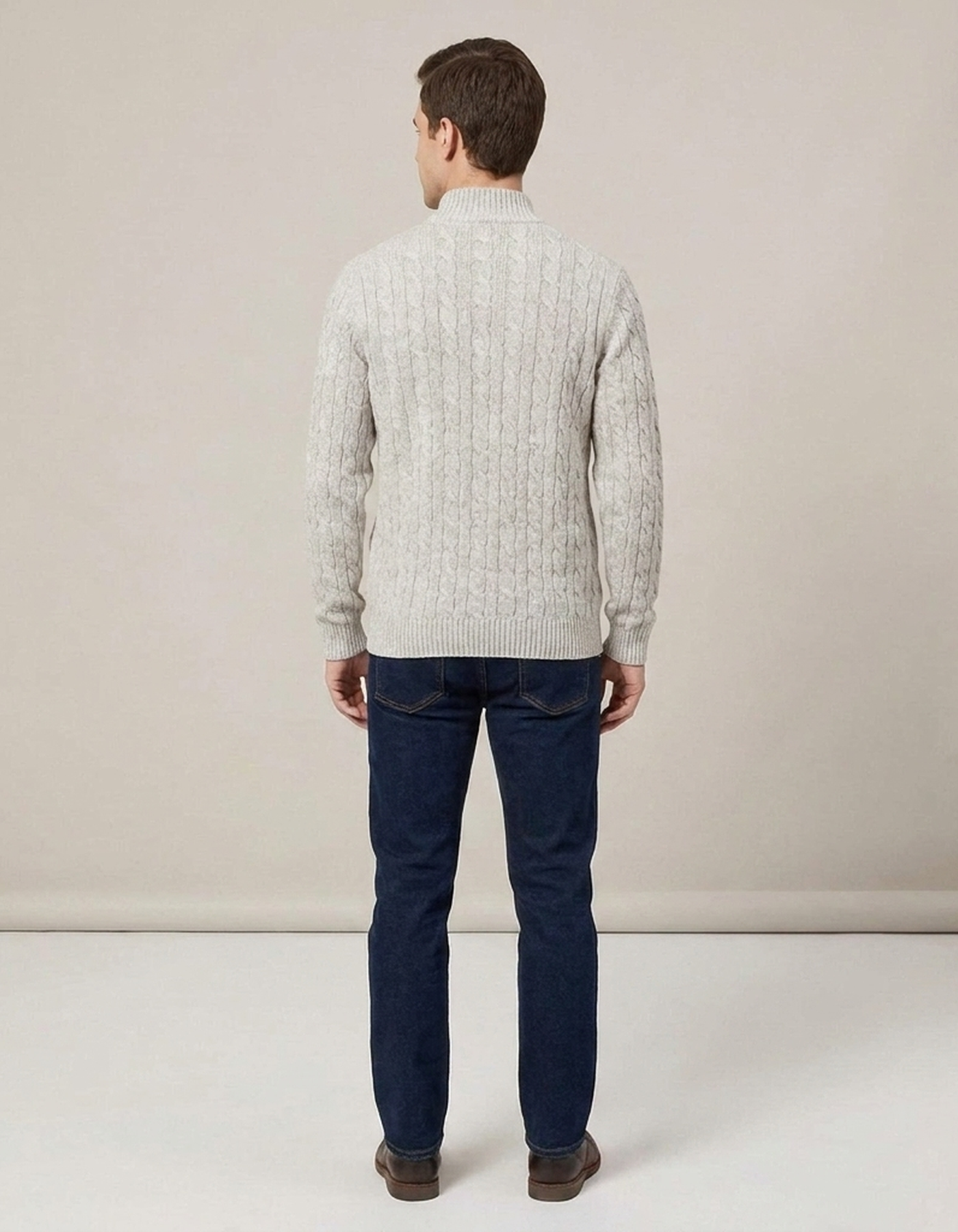 PLUXSTYLE::numise::mens-cable-textured-half-zip-sweater::back