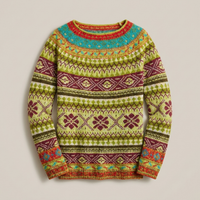 PLUXSTYLE::numise::fair-isle-crewneck-sweater::pack-yellow-green