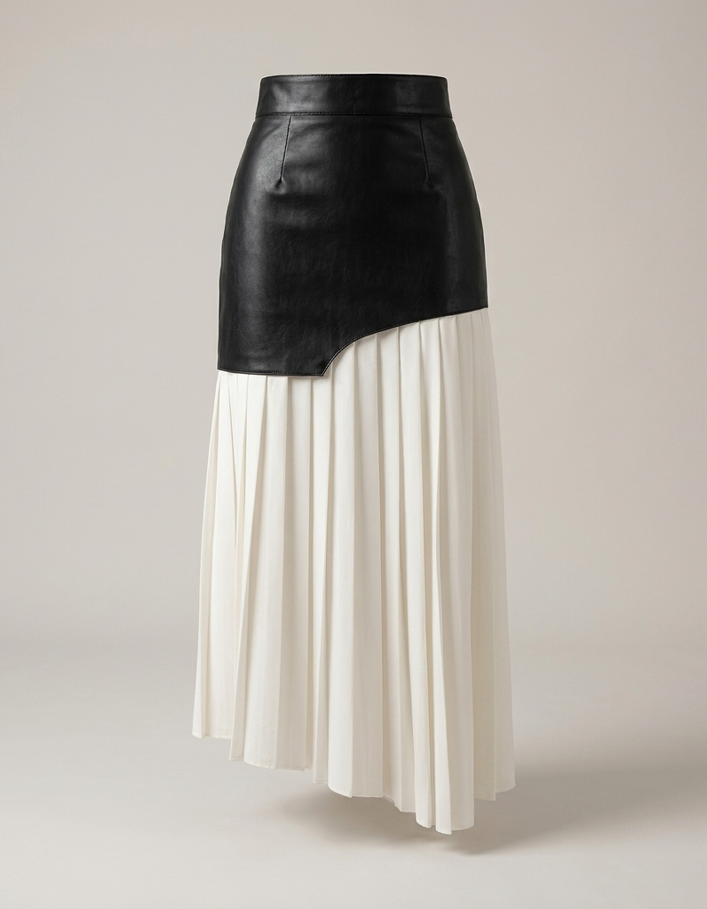 PLUXSTYLE::numise::asymmetric-pleated-midi-skirt::pack-black