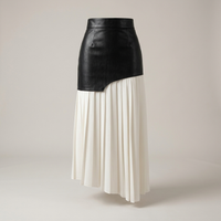 PLUXSTYLE::numise::asymmetric-pleated-midi-skirt::pack-black