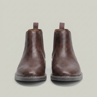 PLUXSTYLE::numise::saddle-brown-chelsea-boots::pack-grey