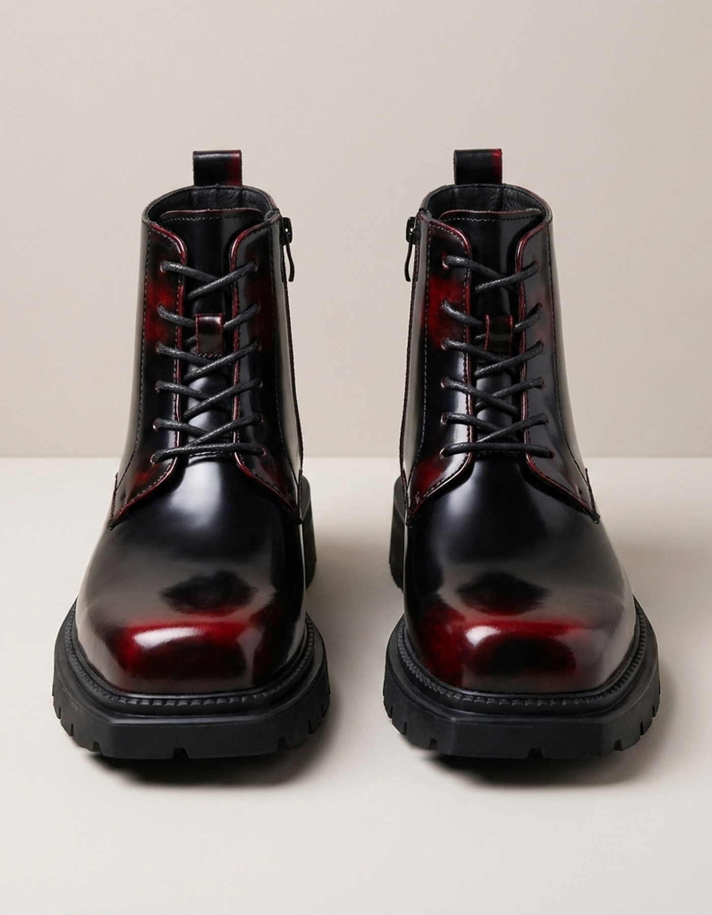 PLUXSTYLE::numise::adrian-polished-dress-boots::pack-crimson-red