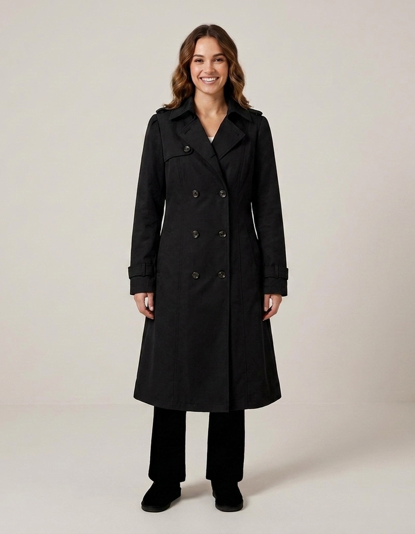 PLUXSTYLE::numise::womens-double-breasted-longline-parka::front