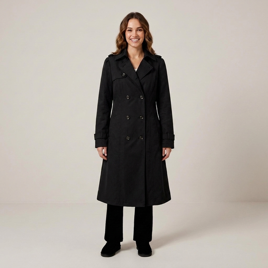 PLUXSTYLE::numise::womens-double-breasted-longline-parka::front