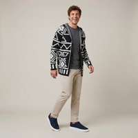 PLUXSTYLE::numise::adam-geometric-hooded-cardigan::front