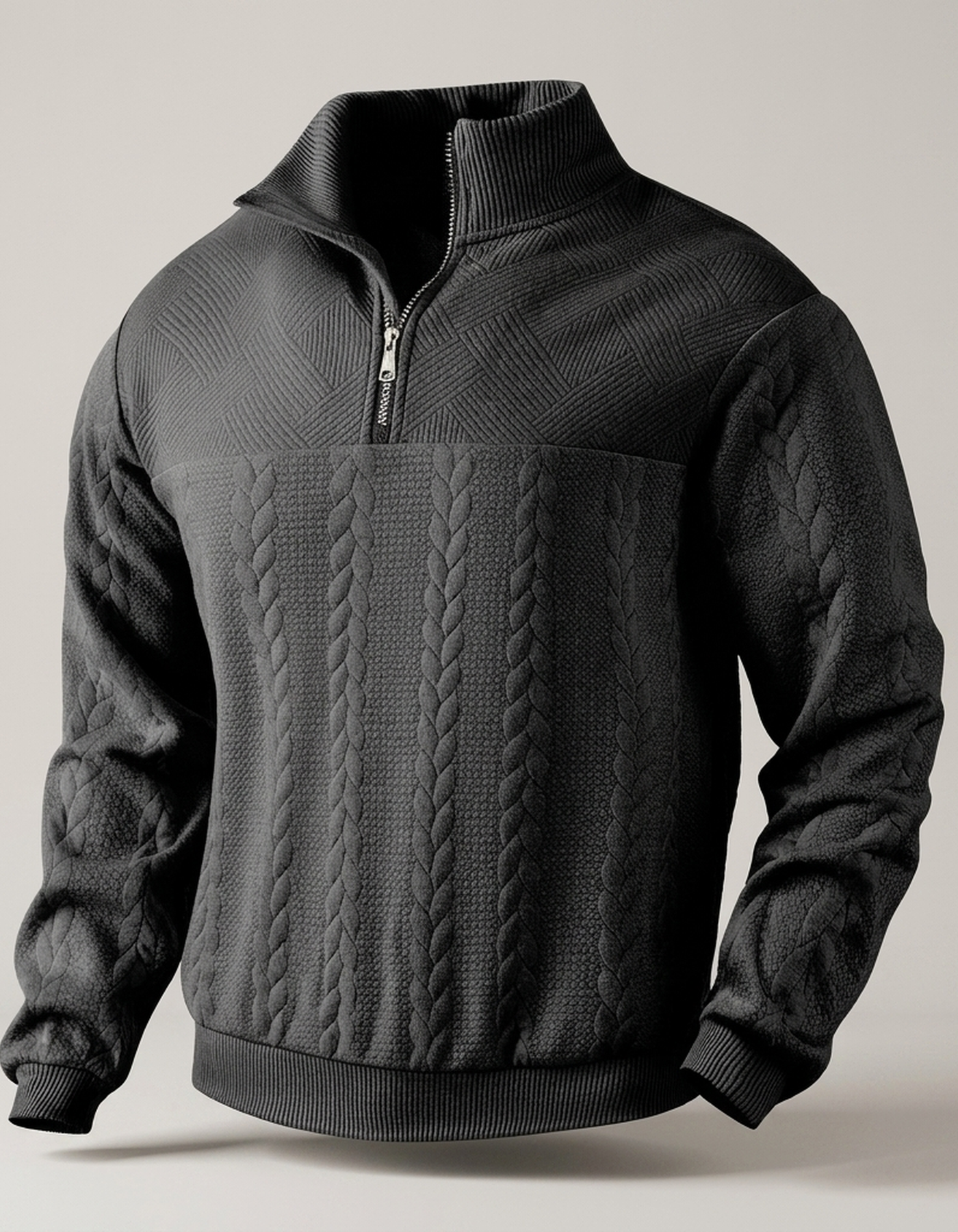 PLUXSTYLE::numise::arthur-half-zip-sweater::pack-black
