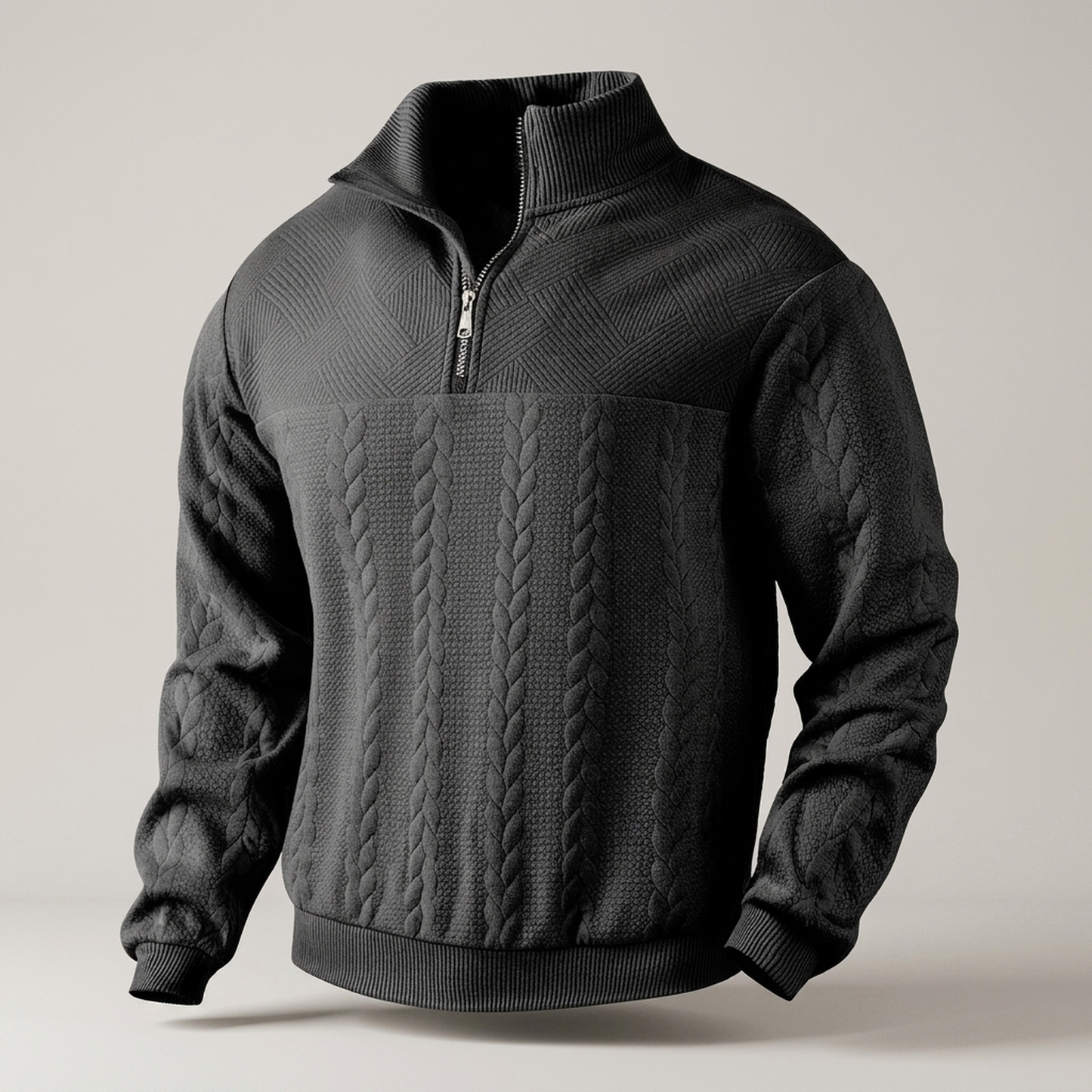 PLUXSTYLE::numise::arthur-half-zip-sweater::pack-black