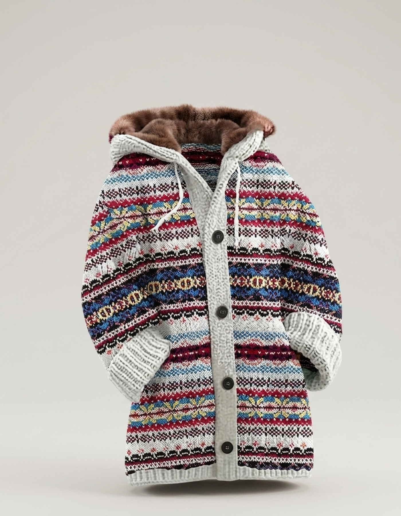 PLUXSTYLE::numise::fair-isle-hooded-table::pack-multicolor