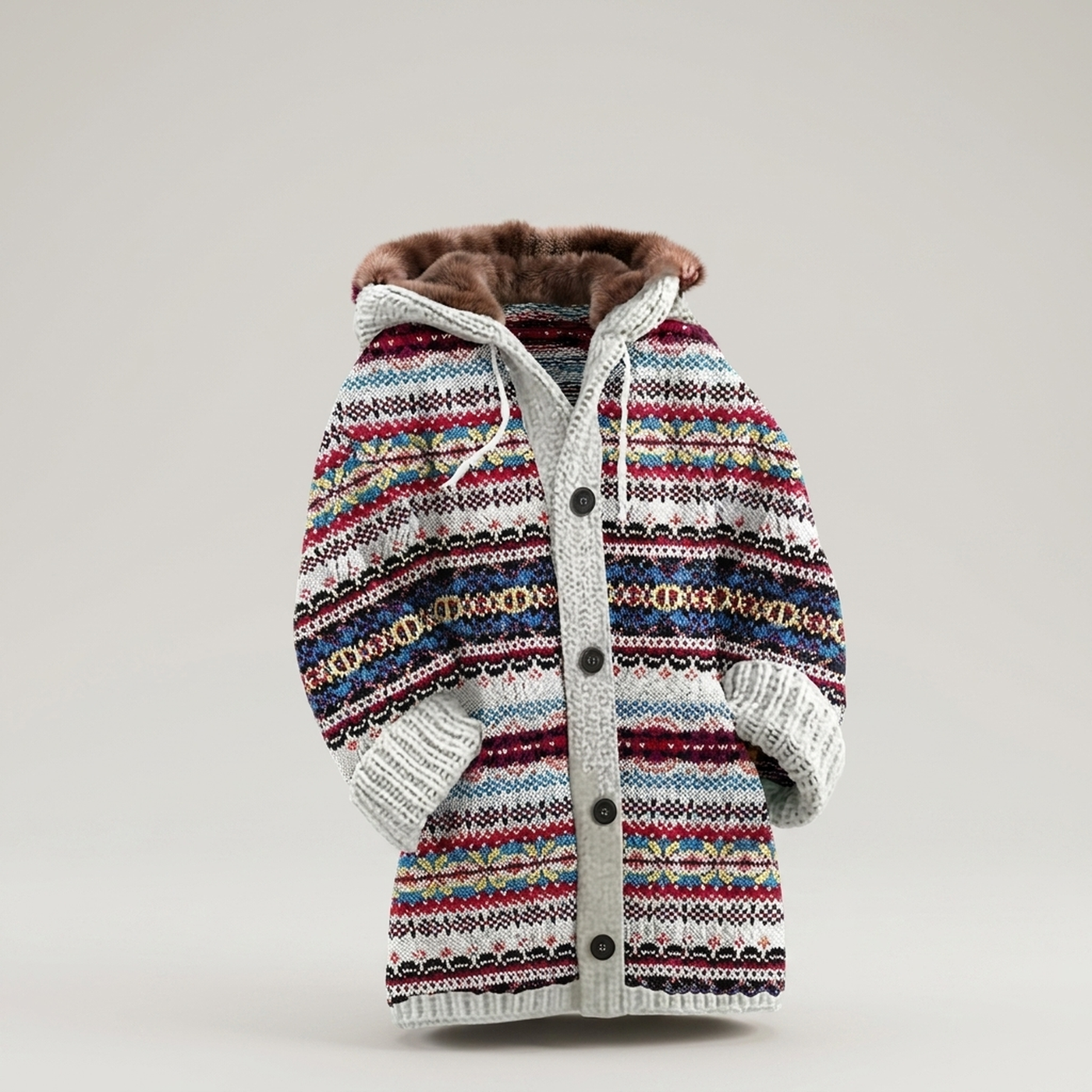 PLUXSTYLE::numise::fair-isle-hooded-table::pack-multicolor