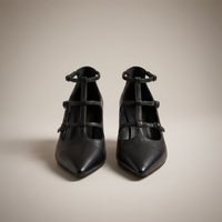 PLUXSTYLE::numise::pointed-t-bar-mid-heel-footwear::pack-black
