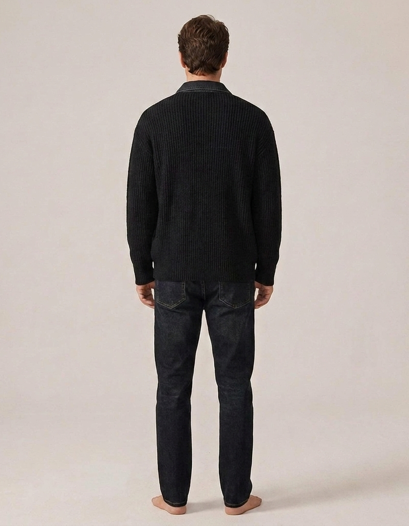 PLUXSTYLE::numise::mens-collared-cardigan::back
