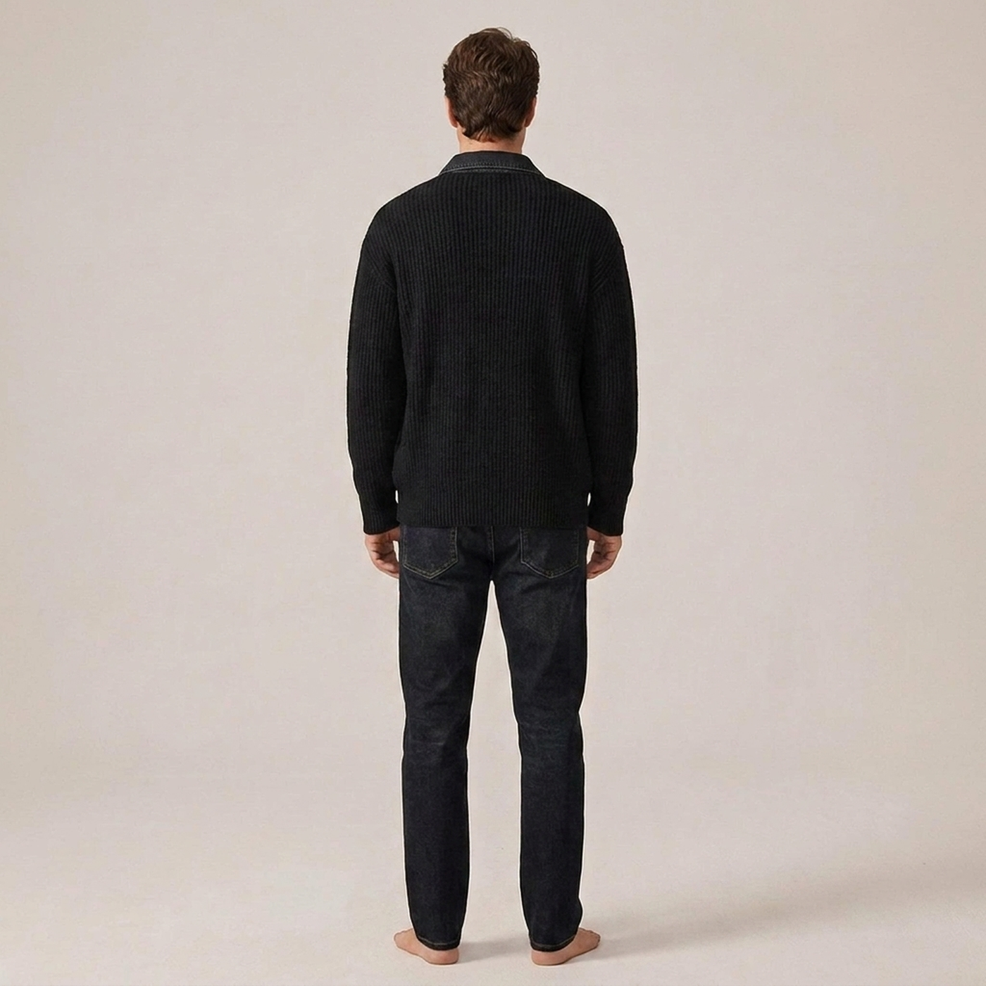 PLUXSTYLE::numise::mens-collared-cardigan::back