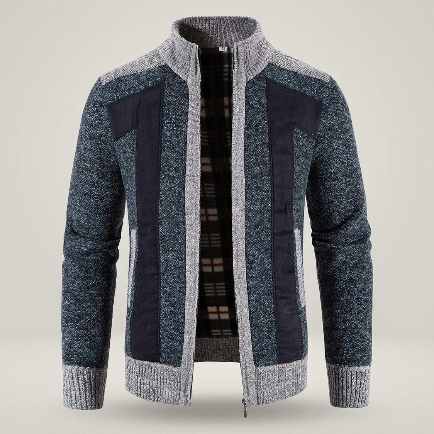 PLUXSTYLE::numise::andre-zip-front-cardigan::pack-blue