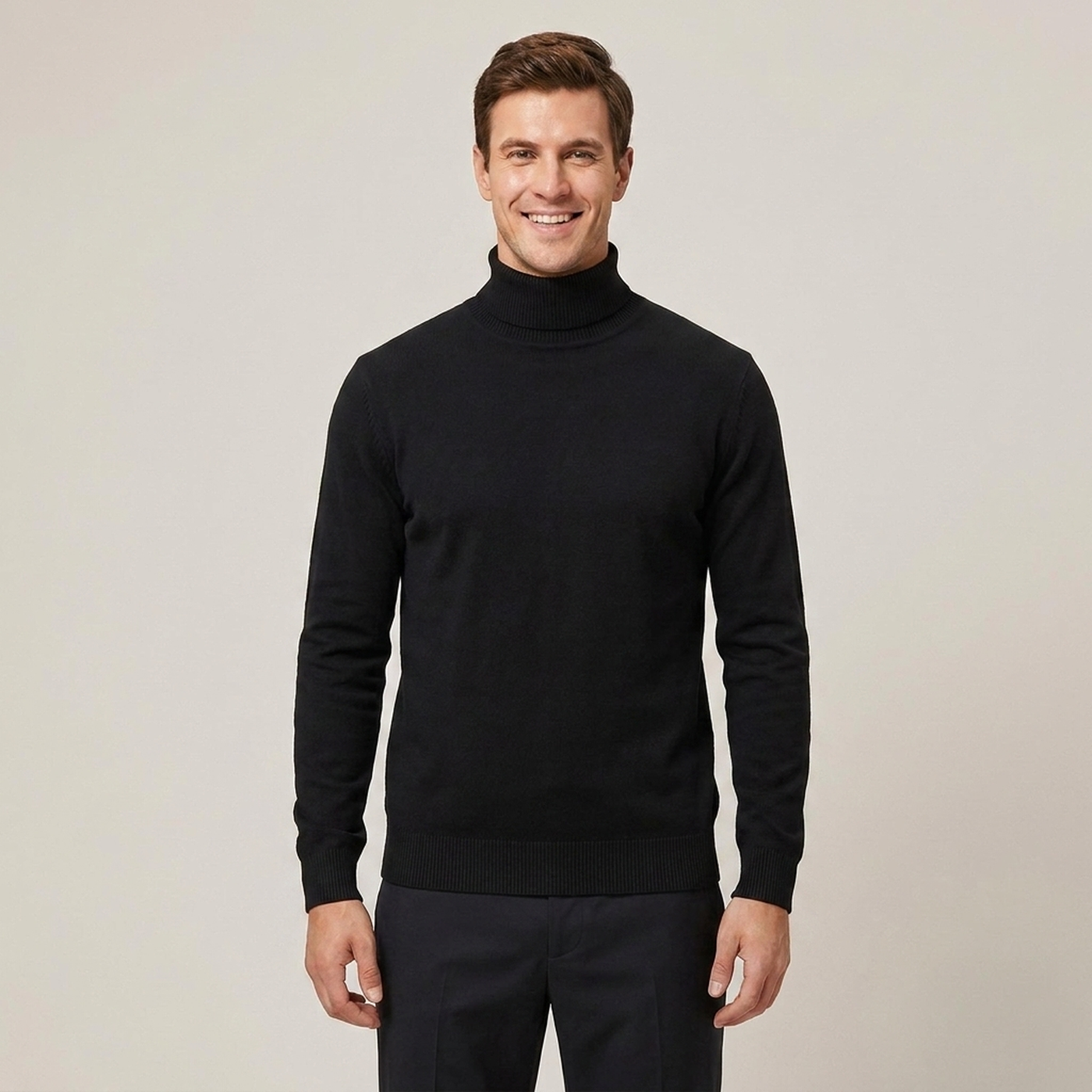 PLUXSTYLE::numise::mens-slim-fit-turtleneck-sweater::front