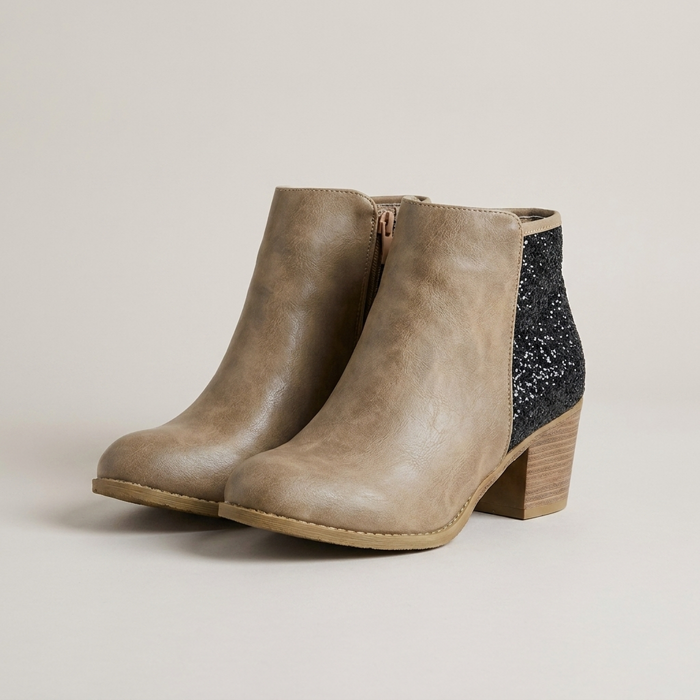 PLUXSTYLE::numise::aisling-sparkling-ankle-boots::pack-khaki