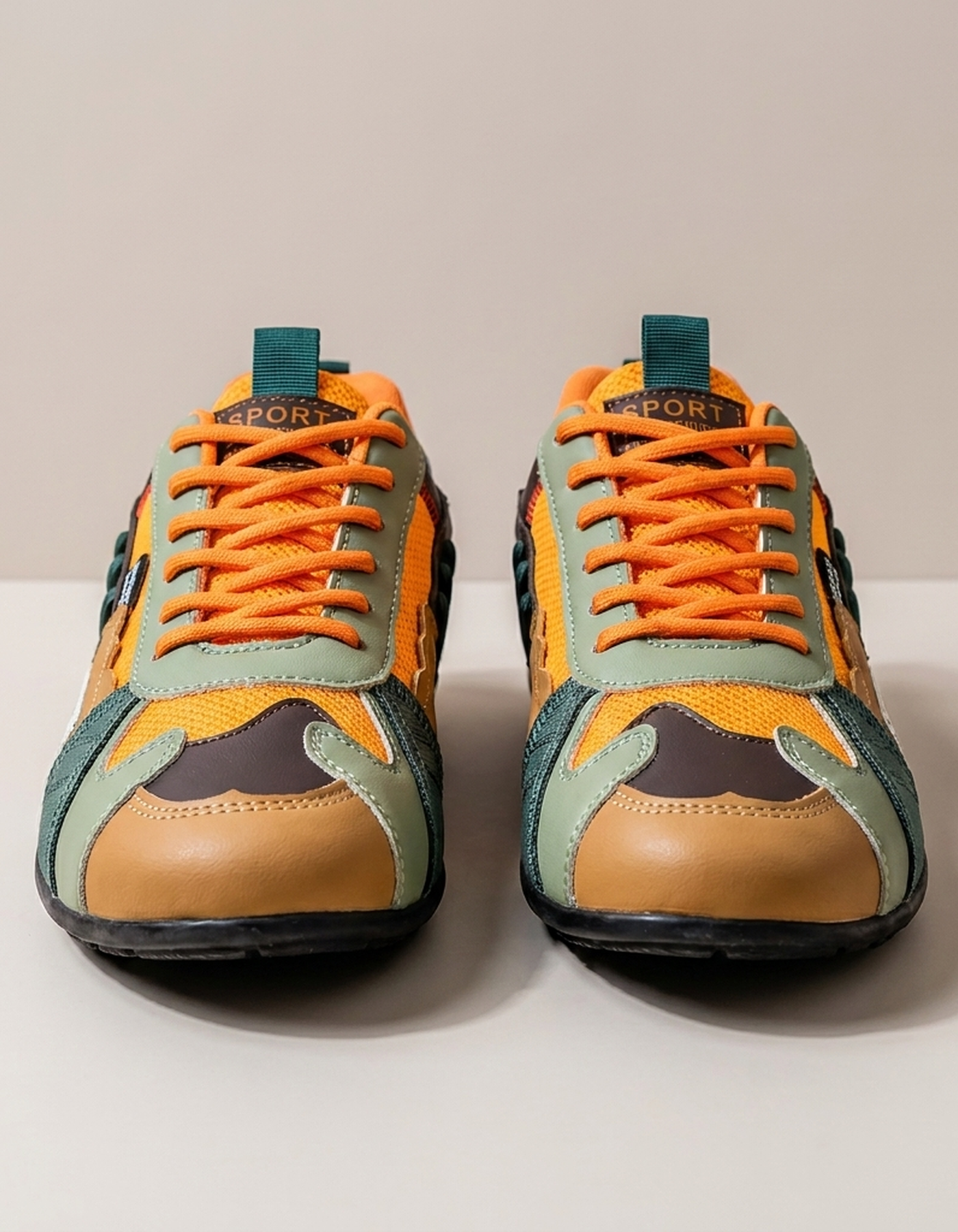 PLUXSTYLE::numise::color-block-retro-sneakers::pack-orange