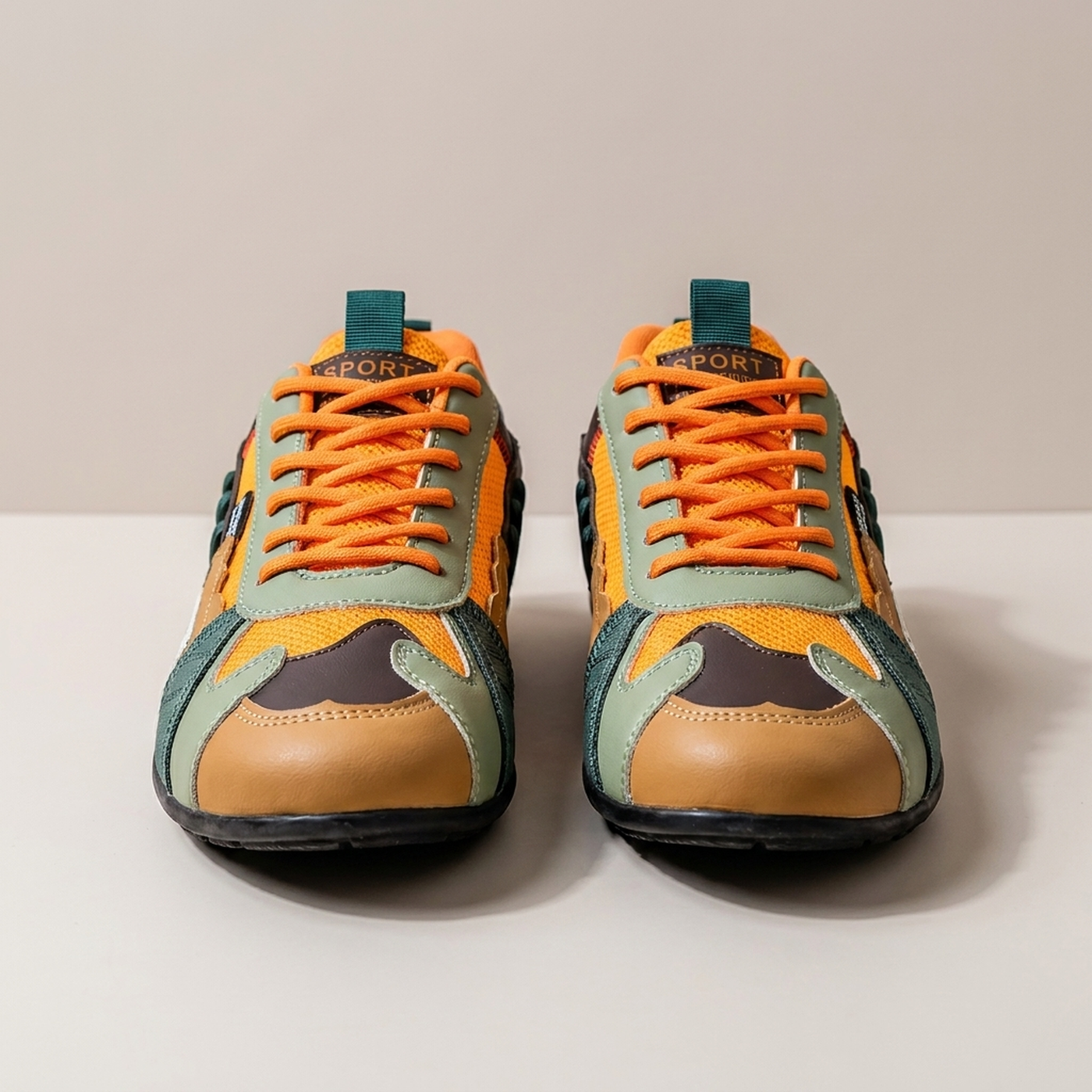 PLUXSTYLE::numise::color-block-retro-sneakers::pack-orange