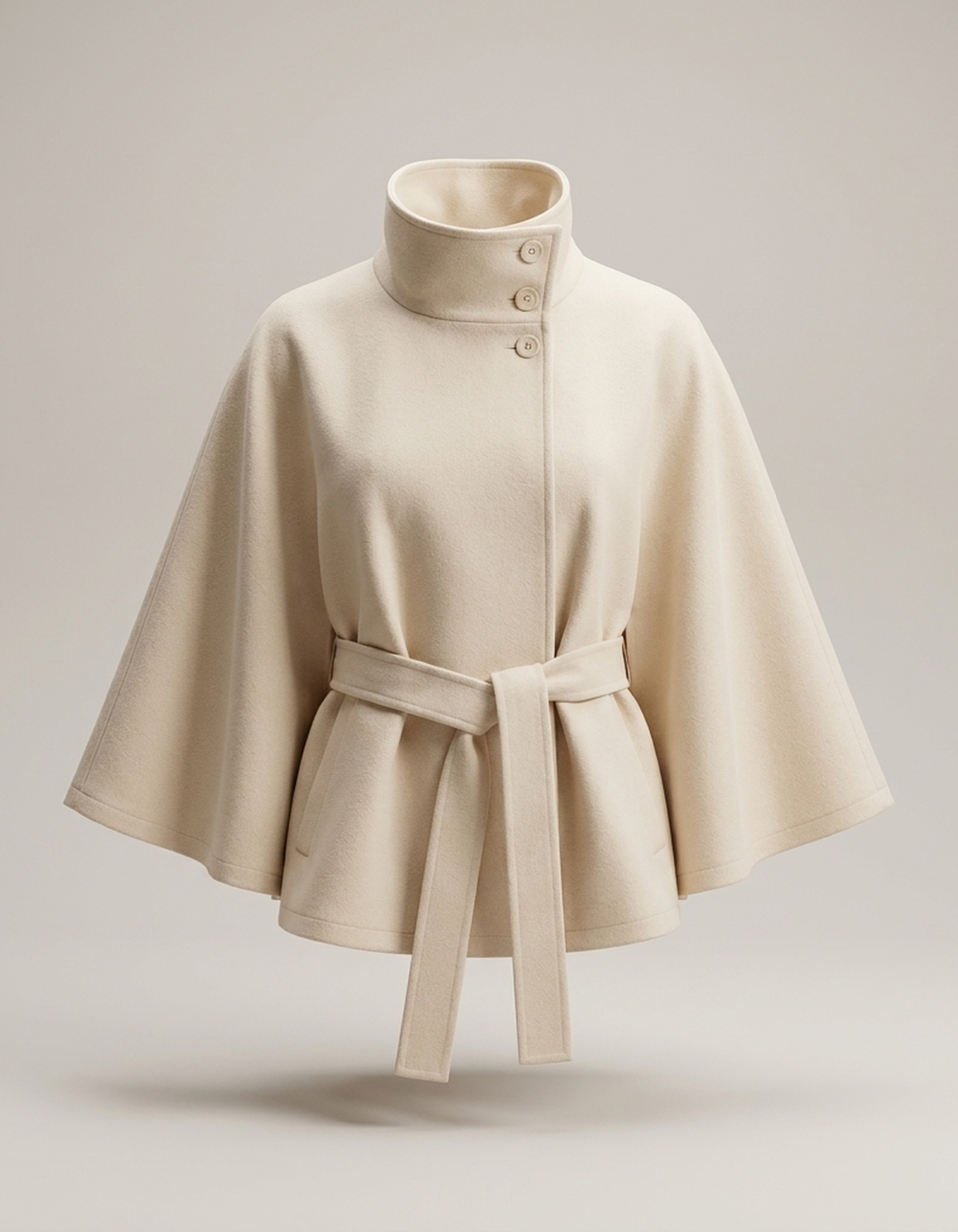 PLUXSTYLE::numise::tie-waist-cape-parka::pack-beige