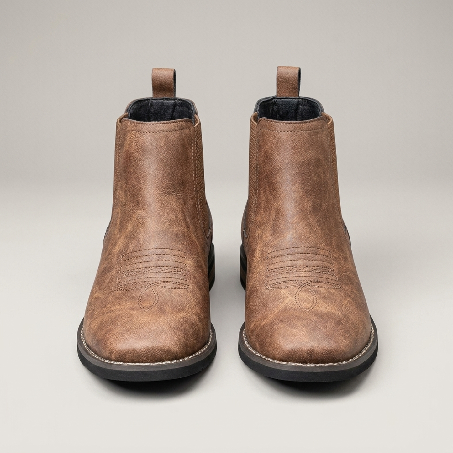 PLUXSTYLE::numise::mens-square-toe-chelsea-boots::pack-brown