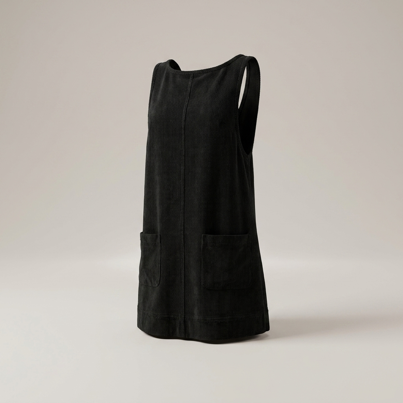 PLUXSTYLE::numise::relaxed-a-line-overall-dress::pack-black