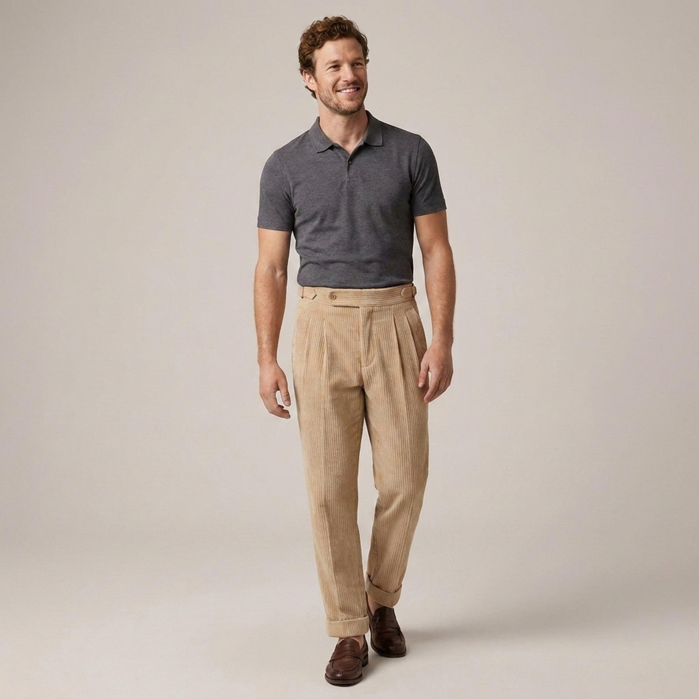 PLUXSTYLE::numise::mens-tailored-pleated-trousers::front
