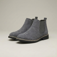 PLUXSTYLE::numise::mens-gray-slip-on-chelsea-boots::closeup-detail